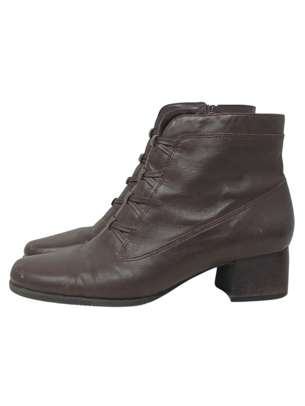 London Fog Brown Sibele Leather Ankle Boots Womens 6M Made Brazil Zipper  #6-6